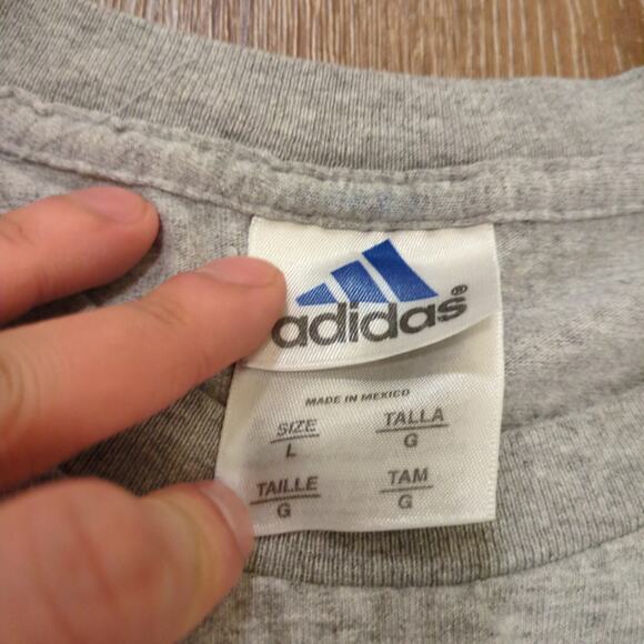 Y2K Adidas Adult Large Shirt Center Logo Stripe Heather Soccer Retro Sports Run - Picture 4 of 7